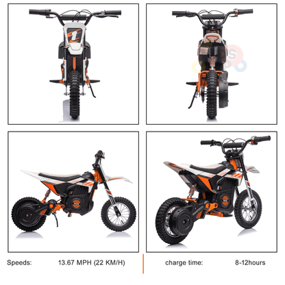 24V 250W Super Moto Off-Road Edition Ride-On Dirt Bike for Big Kids W/ Air-Filled Rubber Tires.