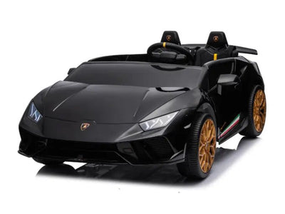 Black 24V Lamborghini Huracan 4x4/AWD 2-Seater Licensed Ride-On Car W/ EVA Rubber Wheels, Music, RC.