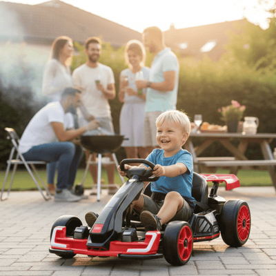 24V Red Newest Upgraded Audi Drifting Go Kart W/ 180° Drift, Bluetooth Music & Lights.