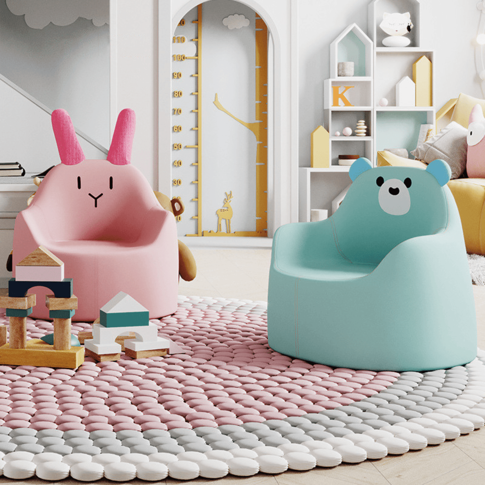 Kids' and Toddlers' Single Seat Cozy Panda Edition Play Sofa Chair - Pink.