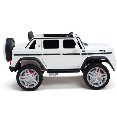 12V White Luxury Mercedes Maybach G650s Kids' 4x4 Ride-on SUV W/ Rubber Wheels, Music & RC.