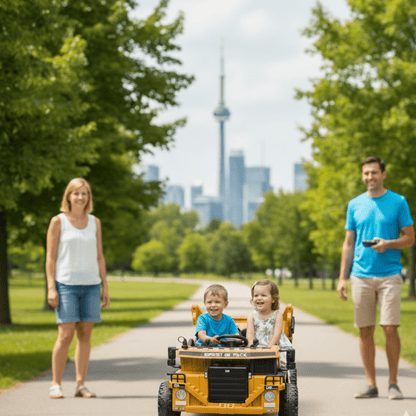 12V Kids' Ride-On Construction Dump Truck W/ Rubber Wheels, Automatic Dump Bed, Music & RC.