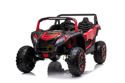 Red 2-Seater XXL Edition Blade BT 24V/4WD Kids' Exclusive Buggy/UTV With Rubber Wheels, Leather Seats, Music & RC.