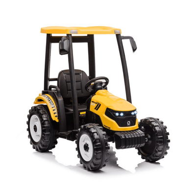 24V Kids' XXL Upgraded 6-Wheel Tractor W/ Trailer, Leather Seat, Music, Lights & RC.
