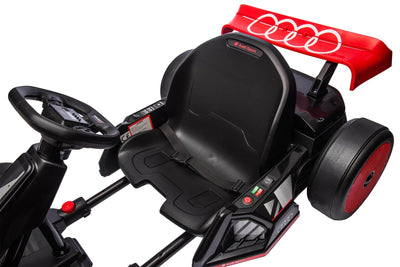 24V Red Newest Upgraded Audi Drifting Go Kart W/ 180° Drift, Bluetooth Music & Lights.