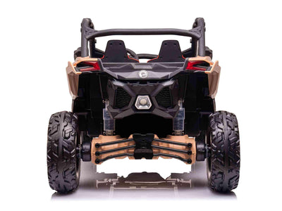 Black Licensed LX Performance Edition 2x24V Can-Am Maverick 4WD Double 24V Battery Pack, 2-Seater Kids' Buggy W/ Music, EVA Rubber Wheels, Leather Seats & RC.