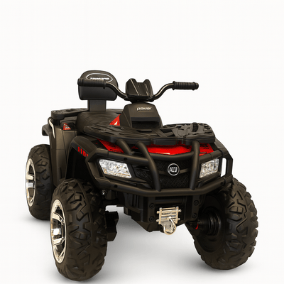 24V Red Upgraded Titan Edition 4x4 Ride-On Quad ATV W/ EVA Rubber Wheels, Bluetooth Music & Lights.
