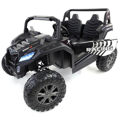 Black 2-Seater XXL Edition Blade BT 24V/4WD Kids' Exclusive Buggy/UTV With Rubber Wheels, Leather Seats, Music & RC.