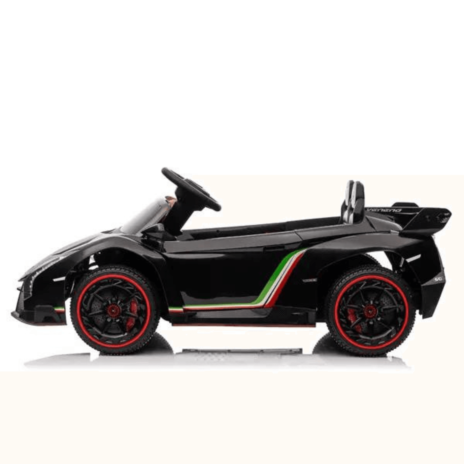 12V Black Lamborghini Veneno 4X4 Limited Edition Ride-on Car W/ EVA Rubber Wheels, Bluetooth & RC.