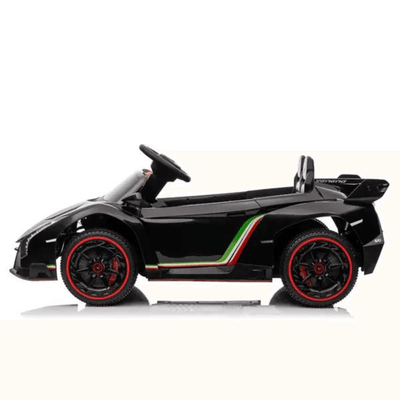 12V Black Lamborghini Veneno 4X4 Limited Edition Ride-on Car W/ EVA Rubber Wheels, Bluetooth & RC.