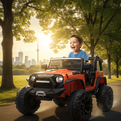 Orange 24V EVA Big Wheels Edition Kids’ Ride-On Truck W/ Rubber Wheels, Music & RC.
