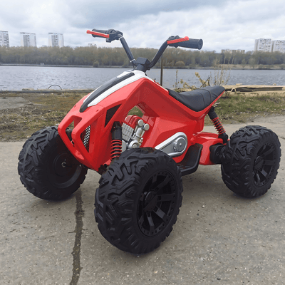 Red Sport Utility Edition 24V Ride-on Quad For Kids With Rubber Wheels, Leather Seat & Music.