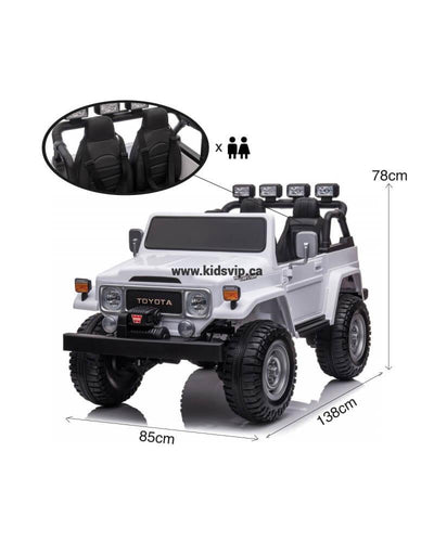 24V White 2-Seater Premium Edition Toyota 4x4 Truck for Kids W/ EVA Rubber Wheels, Music & RC.