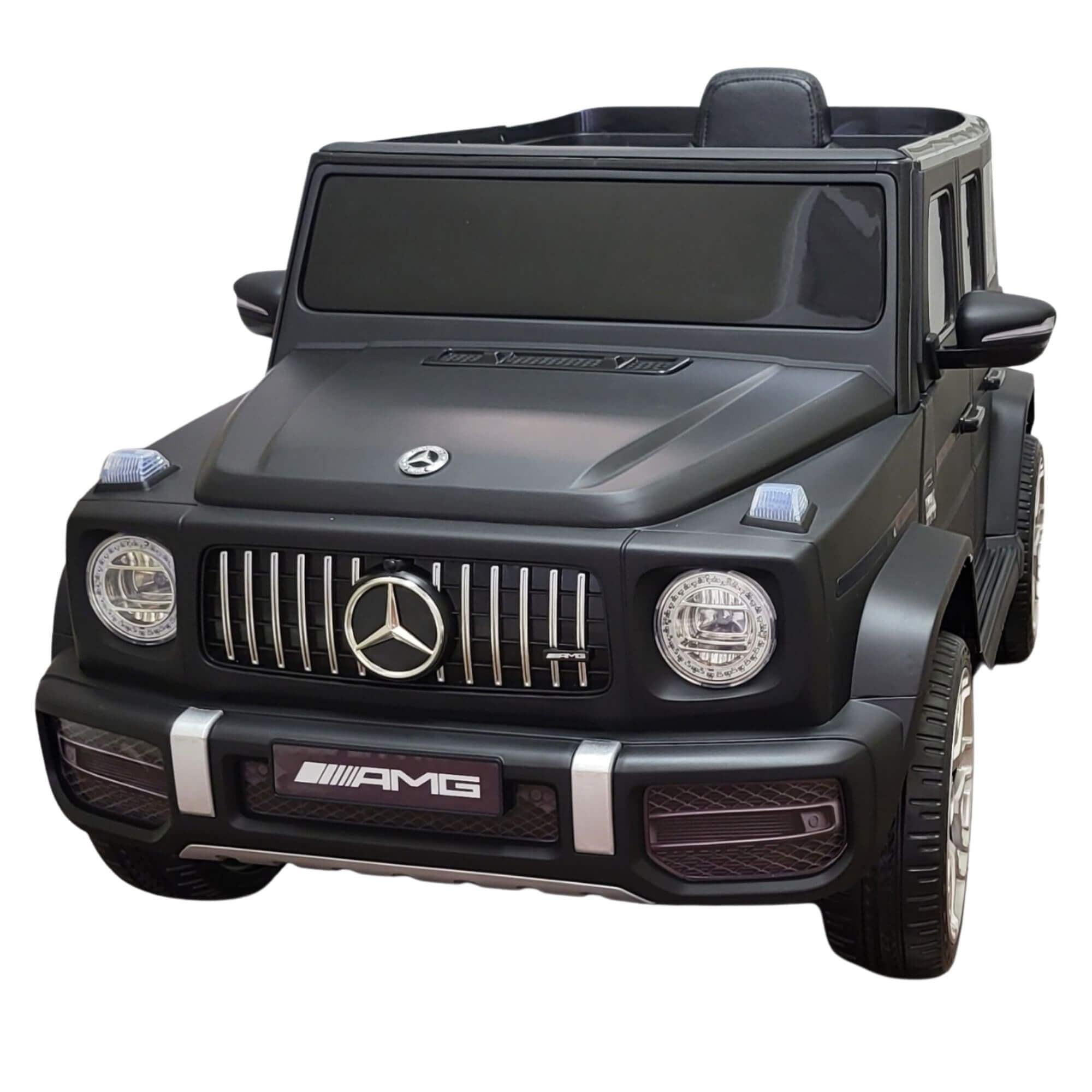 12V Luxury Matte Black Edition Mercedes Benz AMG G63 Ride-On SUV W/ Rubber Wheels, Leather Seat, Bluetooth & RC.