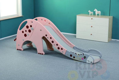 Kids' and Toddlers' Giraffe Edition Interactive Indoor / Outdoor Playset W/ Slide, Closed Steps & Basketball Hoop.