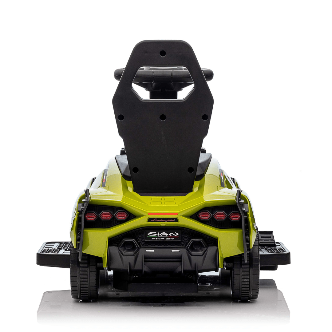 Green Complete Edition Lamborghini Sian 3-in-1 Push Car / Stroller W/ Detachable Handle, Safety Guards, Lights & Music.