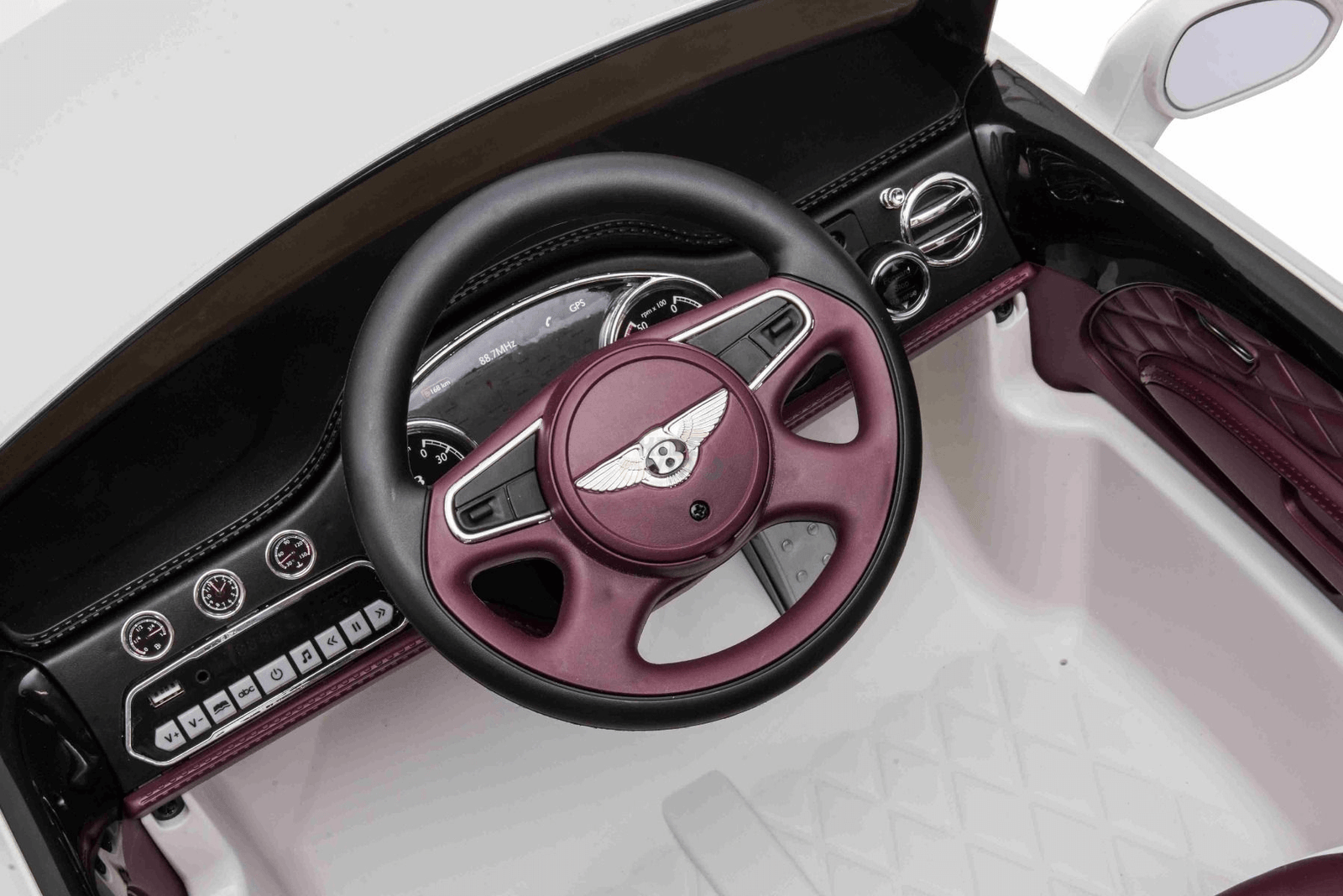 12V White Luxury Bentley Mulsanne Kids' Ride-on Car W/ EVA Rubber Wheels, Music & RC.