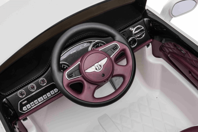 12V White Luxury Bentley Mulsanne Kids' Ride-on Car W/ EVA Rubber Wheels, Music & RC.