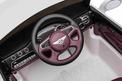 12V White Luxury Bentley Mulsanne Kids' Ride-on Car W/ EVA Rubber Wheels, Music & RC.