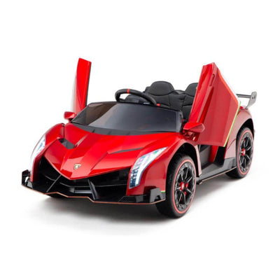 12V Red Lamborghini Veneno 4X4 Limited Edition Ride-on Car W/ EVA Rubber Wheels, Bluetooth & RC.