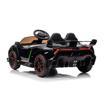 12V Black Lamborghini Veneno 4X4 Limited Edition Ride-on Car W/ EVA Rubber Wheels, Bluetooth & RC.