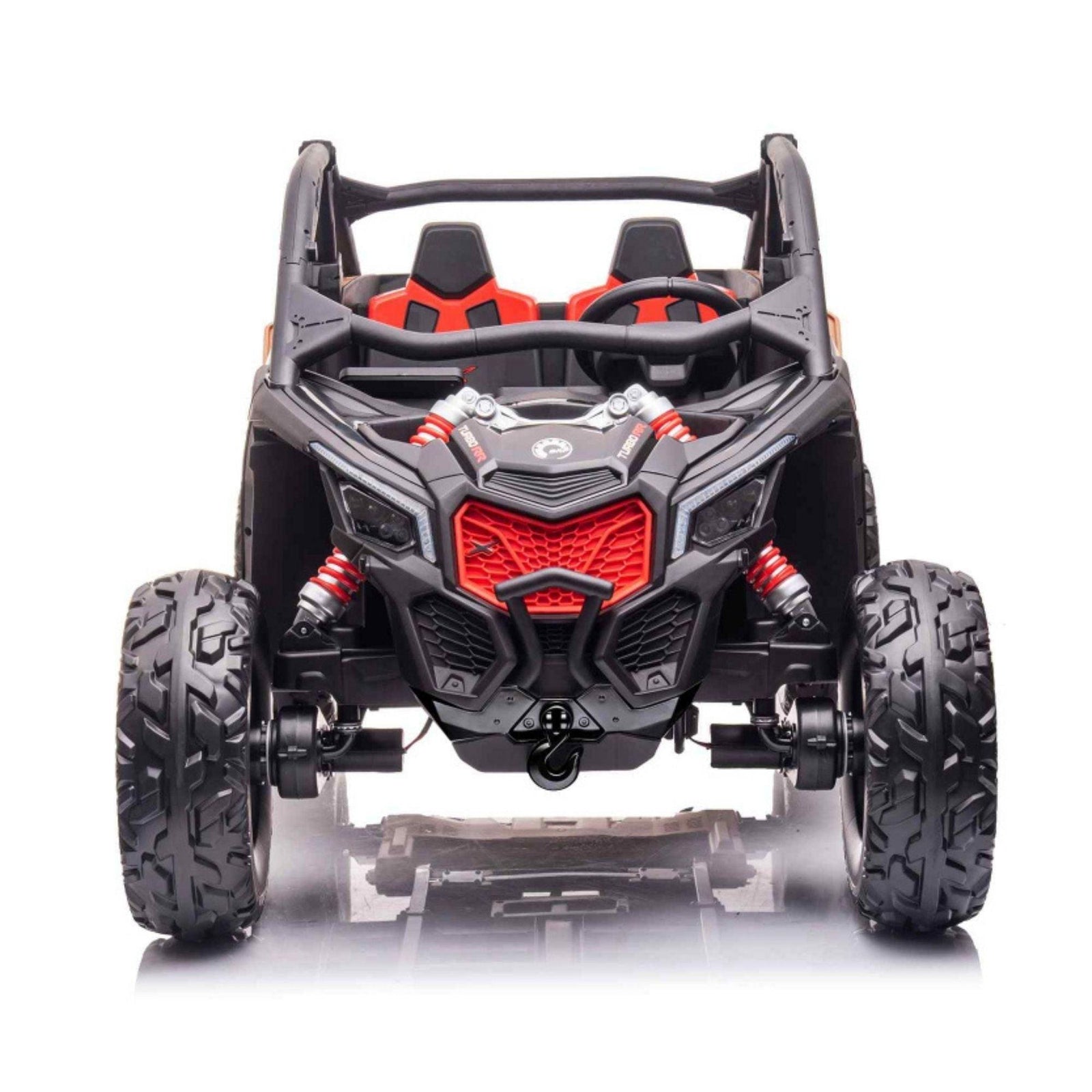 Black Licensed LX Performance Edition 2x24V Can-Am Maverick 4WD Double 24V Battery Pack, 2-Seater Kids' Buggy W/ Music, EVA Rubber Wheels, Leather Seats & RC.
