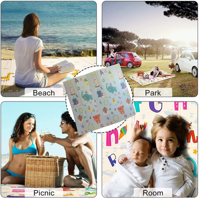 XL Luxury Indoor/ Outdoor Double Sided Foldable Waterproof Foam Play Mat - 200x180x2cm.