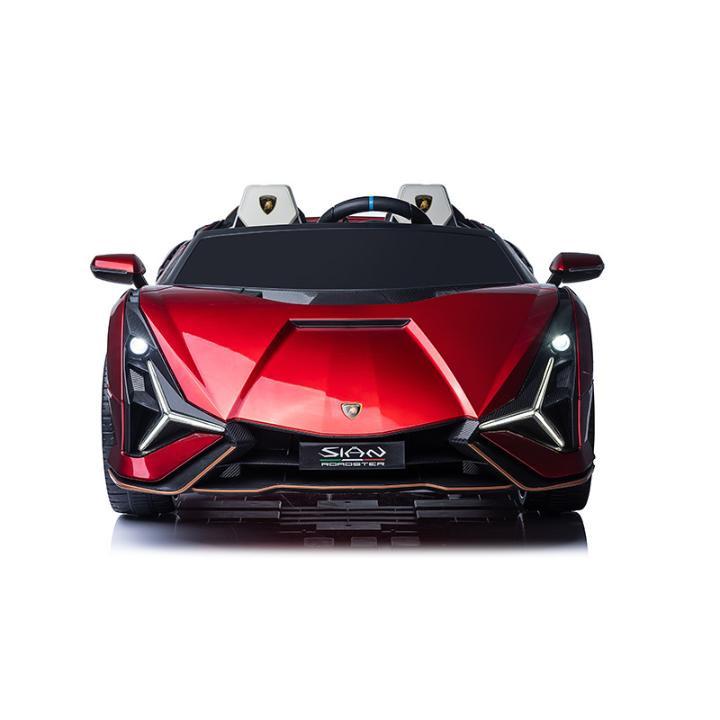 24V Luxurious Rosso Leto Lamborghini Sian 2-Seater 4x4 Ride-On Car W/ EVA Rubber Wheels, BT & RC.