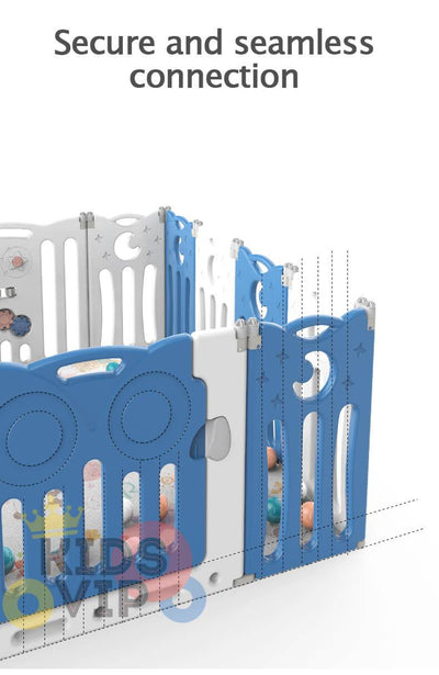 Blue 20 Panels Indoor/Outdoor Foldable Playpen, Fence, Interactive Safety Play Yard  for Toddlers and Infants.