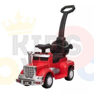 6V Red Big Rig Edition 3-in-1 Convertible Ride-on Truck and Push-Car W/ Remote Control.