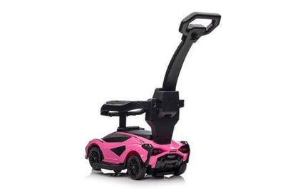 Pink Complete Edition Lamborghini Sian 3-in-1 Push Car / Stroller W/ Detachable Handle, Safety Guards, Lights & Music.