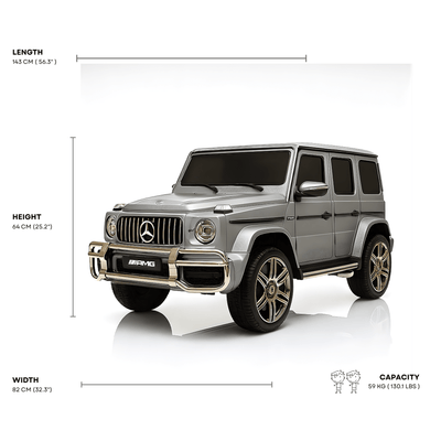 24V Exclusive Matte Grey Mercedes Benz G63 2-Seater 4x4 Kids' Ride-on SUV W/ EVA Wheels, Leather Seats, Light-up Logo, BT & RC.