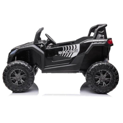 Black 2-Seater XXL Edition Blade BT 24V/4WD Kids' Exclusive Buggy/UTV With Rubber Wheels, Leather Seats, Music & RC.