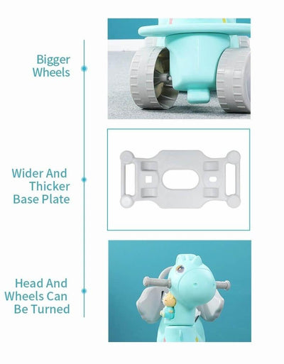 Kids' & Toddlers' 3-in-1 Foot to Floor Ride-on Rocking Riding Toy W/ Handle, Music & Basketball Hoop.