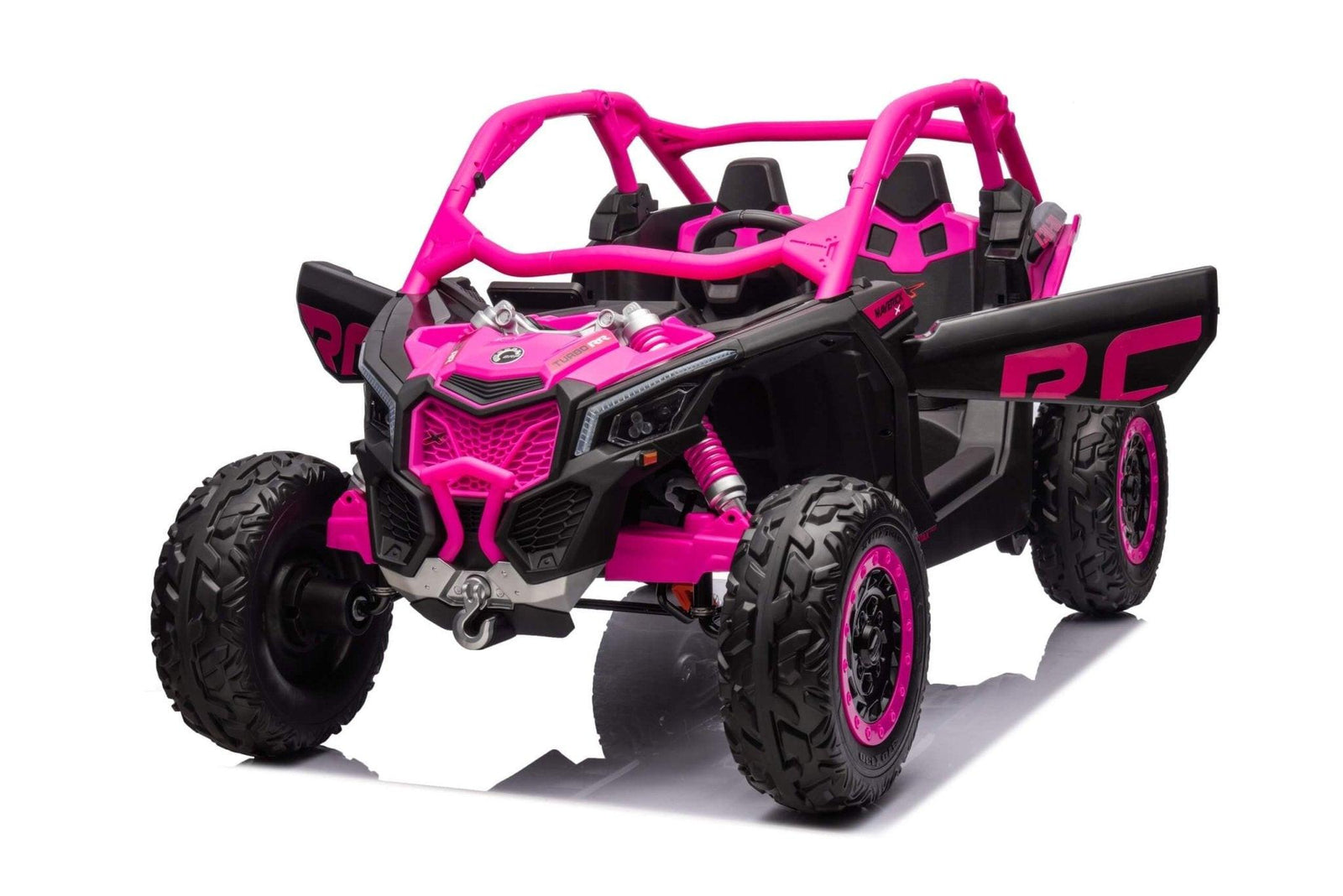 Pink Licensed LX Performance Edition 2x24V Can-Am Maverick 4WD Double 24V Battery Pack, 2-Seater Kids' Buggy W/ Music, EVA Rubber Wheels, Leather Seats & RC.