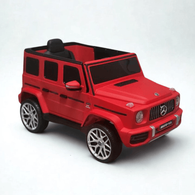 12V Luxury Matte Red Edition Mercedes Benz AMG G63 Ride-On SUV W/ Rubber Wheels, Leather Seat, Bluetooth & RC.