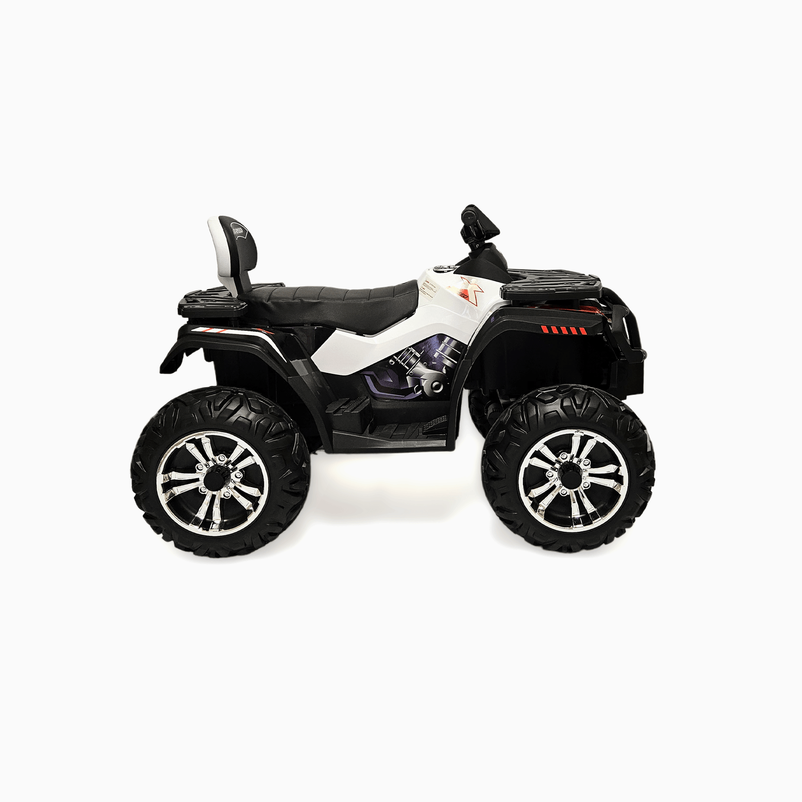 24V White Upgraded Titan Edition 4x4 Ride-On Quad ATV W/ EVA Rubber Wheels, Bluetooth Music & Lights.