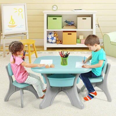 Kids & Toddlers Bear Edition Table & Chair Set W/ 2 Chairs and Storage Baskets.