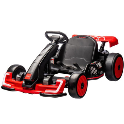 24V Red Newest Upgraded Audi Drifting Go Kart W/ 180° Drift, Bluetooth Music & Lights.