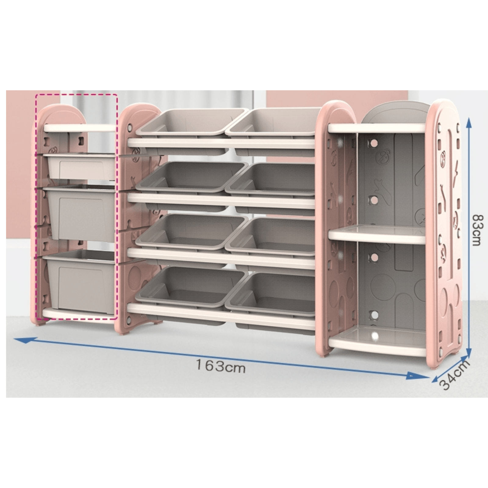 Kids and Toddlers Toy Storage / Organizer with Bins and Bookshelves