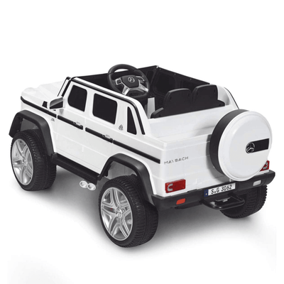 12V White Luxury Mercedes Maybach G650s Kids' 4x4 Ride-on SUV W/ Rubber Wheels, Music & RC.