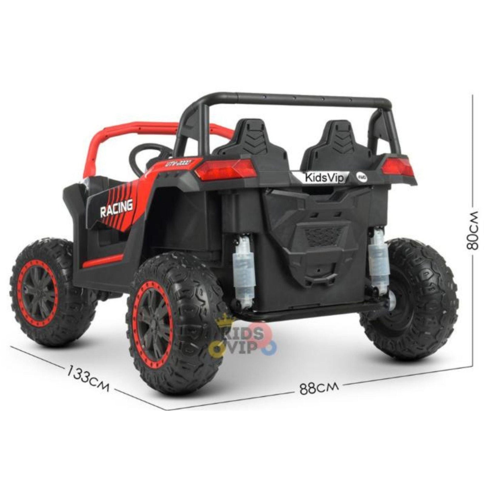 Red 2-Seater XXL Edition Blade BT 24V/4WD Kids' Exclusive Buggy/UTV With Rubber Wheels, Leather Seats, Music & RC