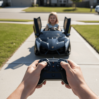 12V Black Lamborghini Veneno 4X4 Limited Edition Ride-on Car W/ EVA Rubber Wheels, Bluetooth & RC.