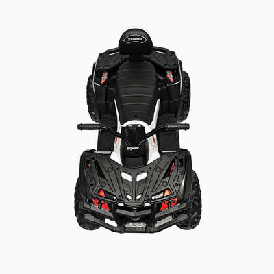 24V White Upgraded Titan Edition 4x4 Ride-On Quad ATV W/ EVA Rubber Wheels, Bluetooth Music & Lights.