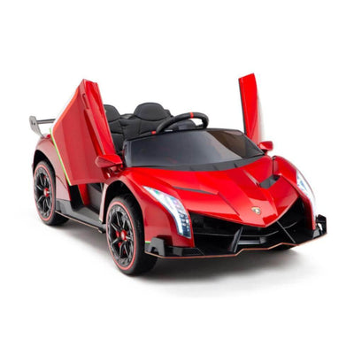 12V Red Lamborghini Veneno 4X4 Limited Edition Ride-on Car W/ EVA Rubber Wheels, Bluetooth & RC.