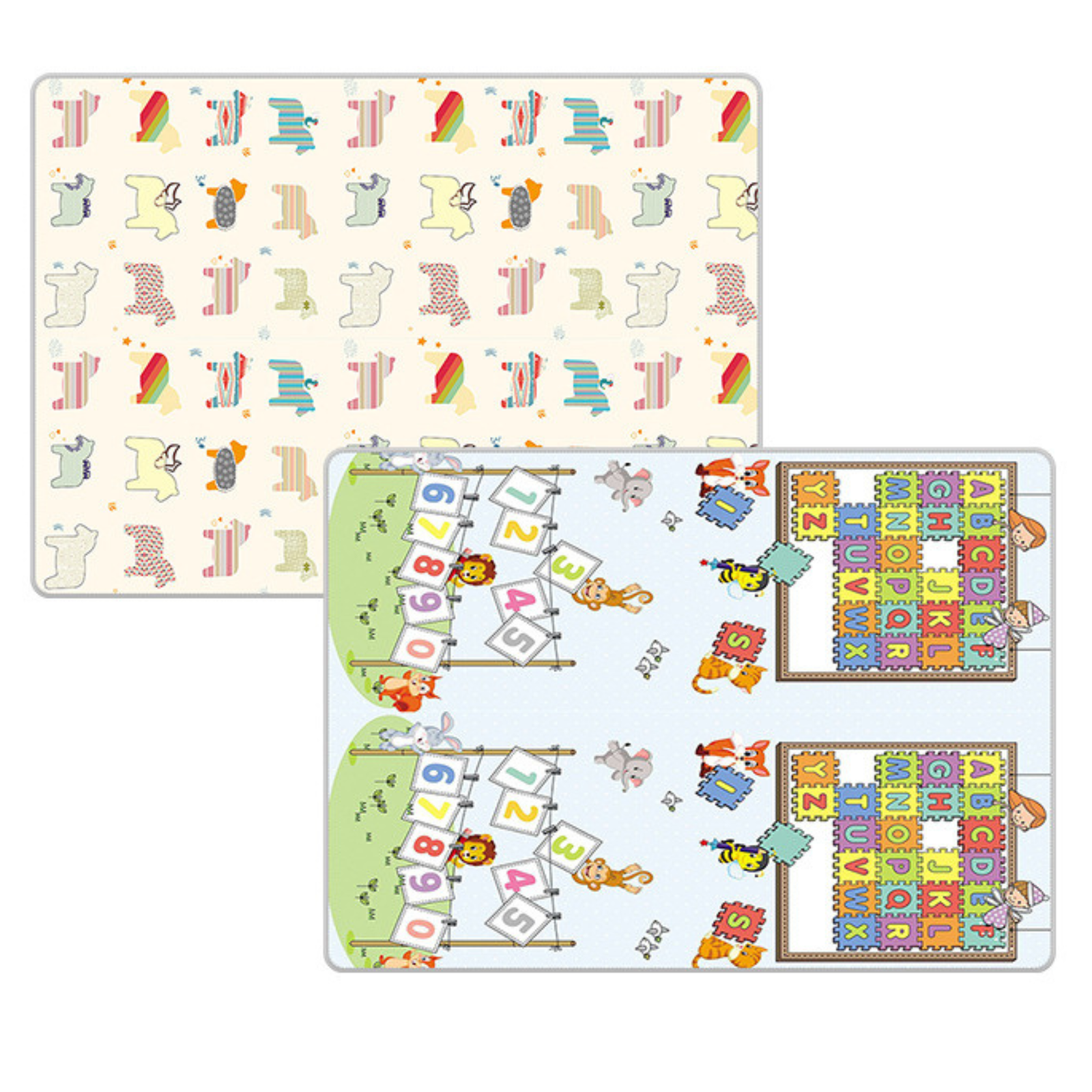Luxury Indoor/ Outdoor Double Sided Foldable Waterproof Foam Play Mat -  Puzzles Edition - 200x180x1cm.
