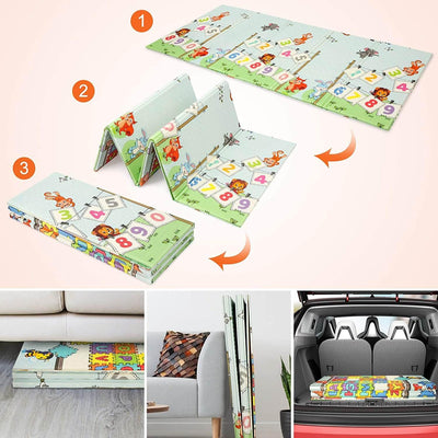 Luxury Indoor/ Outdoor Double Sided Foldable Waterproof Foam Play Mat -  Puzzles Edition - 200x180x1cm.