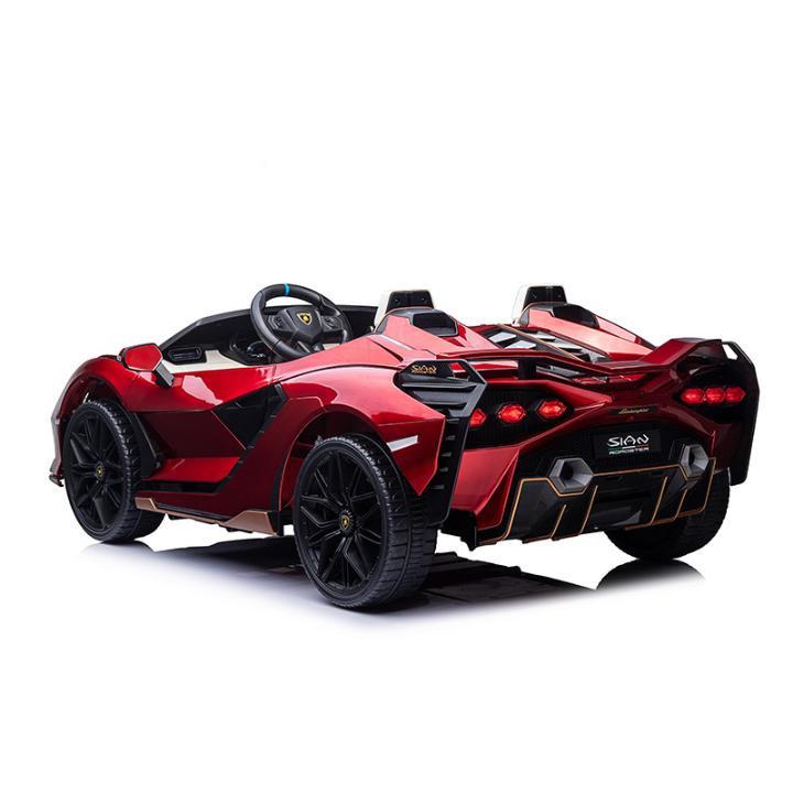 24V Luxurious Rosso Leto Lamborghini Sian 2-Seater 4x4 Ride-On Car W/ EVA Rubber Wheels, BT & RC.