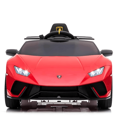 12V Red Lamborghini Huracan Licensed Sport Edition 4X4 Ride-On Car W/ Rubber Wheels, Bluetooth & RC.