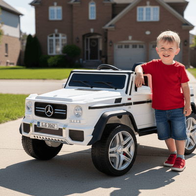 12V White Luxury Mercedes Maybach G650s Kids' 4x4 Ride-on SUV W/ Rubber Wheels, Music & RC.
